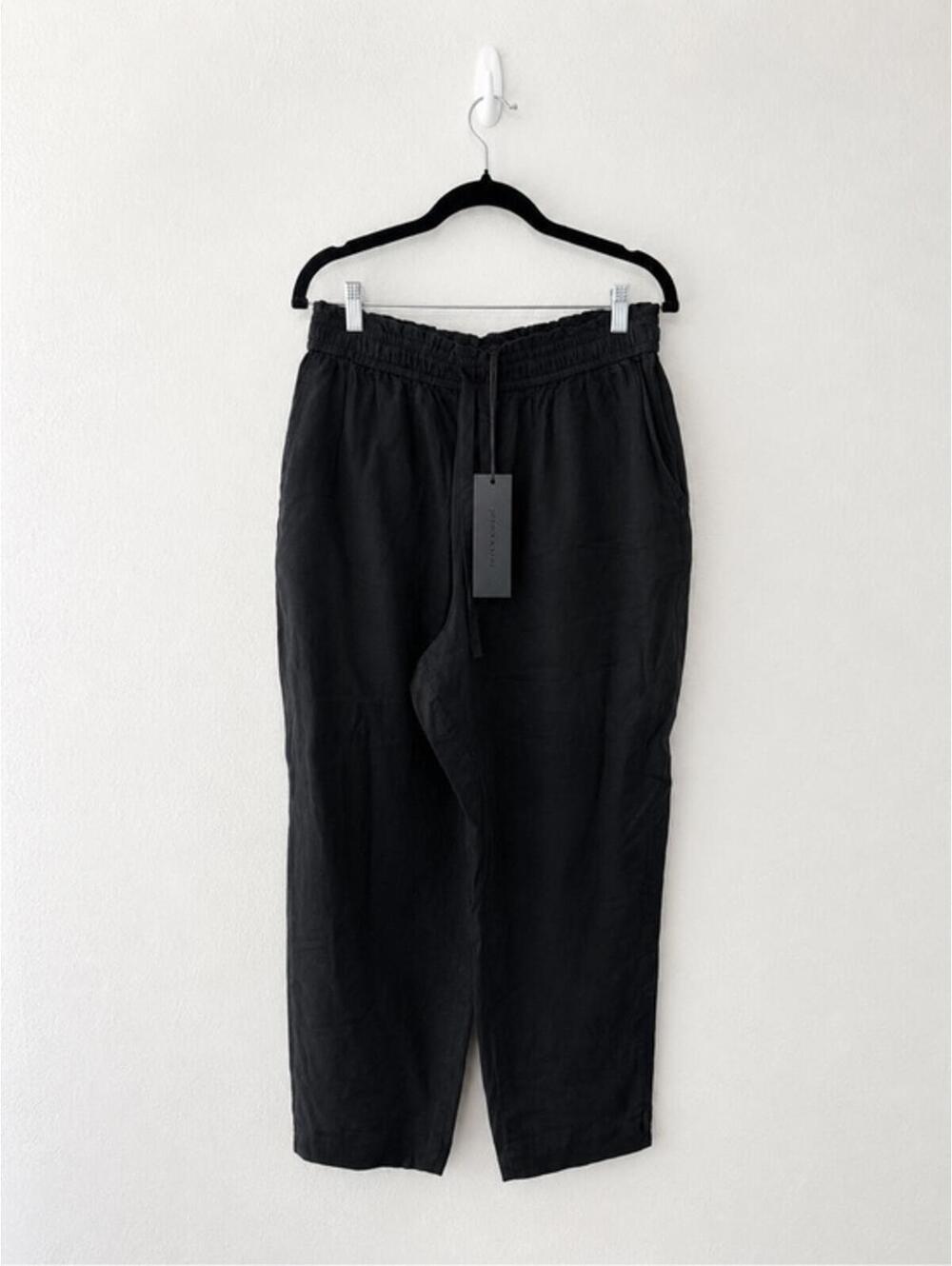 Jenni Kayne Women's Rio Trouser Black Drawstring Waist Cupro Viscose Pants Large